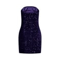thumbnail image 5 of FRSASU Short Corset Homecoming Dresses for Teens Lace Sequin Dress Strapless Satin Cocktail Party Gown Purple, 5 of 9