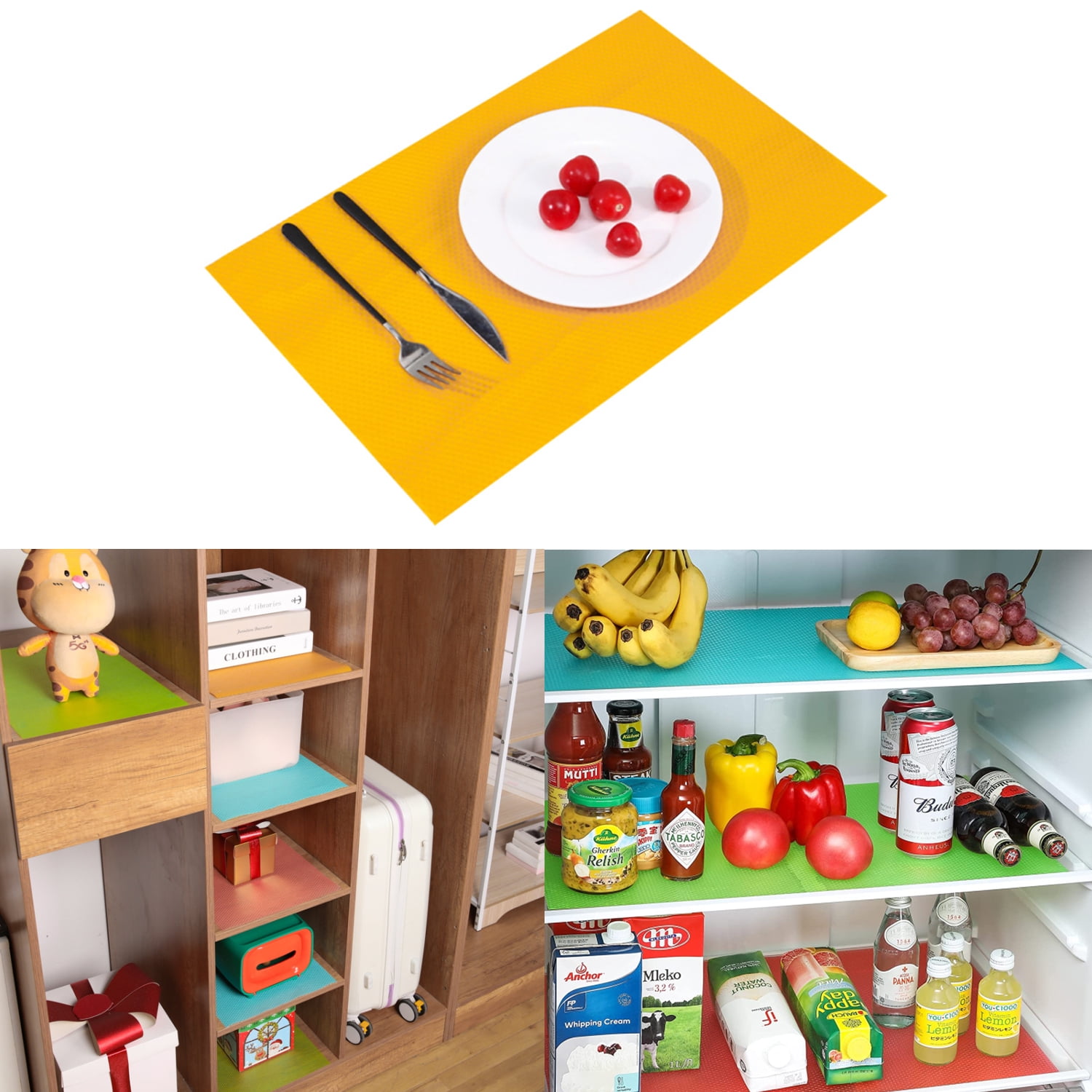 8 Pack Refrigerator Mats, Torubia EVA Refrigerator Liners for Shelves Washable Can Be Cut Fridge