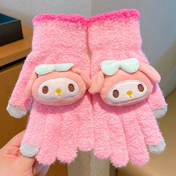 Nuevos guantes de invierno para niños Sanrio, juego de cinco dedos para niños y niñas, resistentes al viento, cálidos, para estudiantes de primaria, escritura, anticongelante, para manos