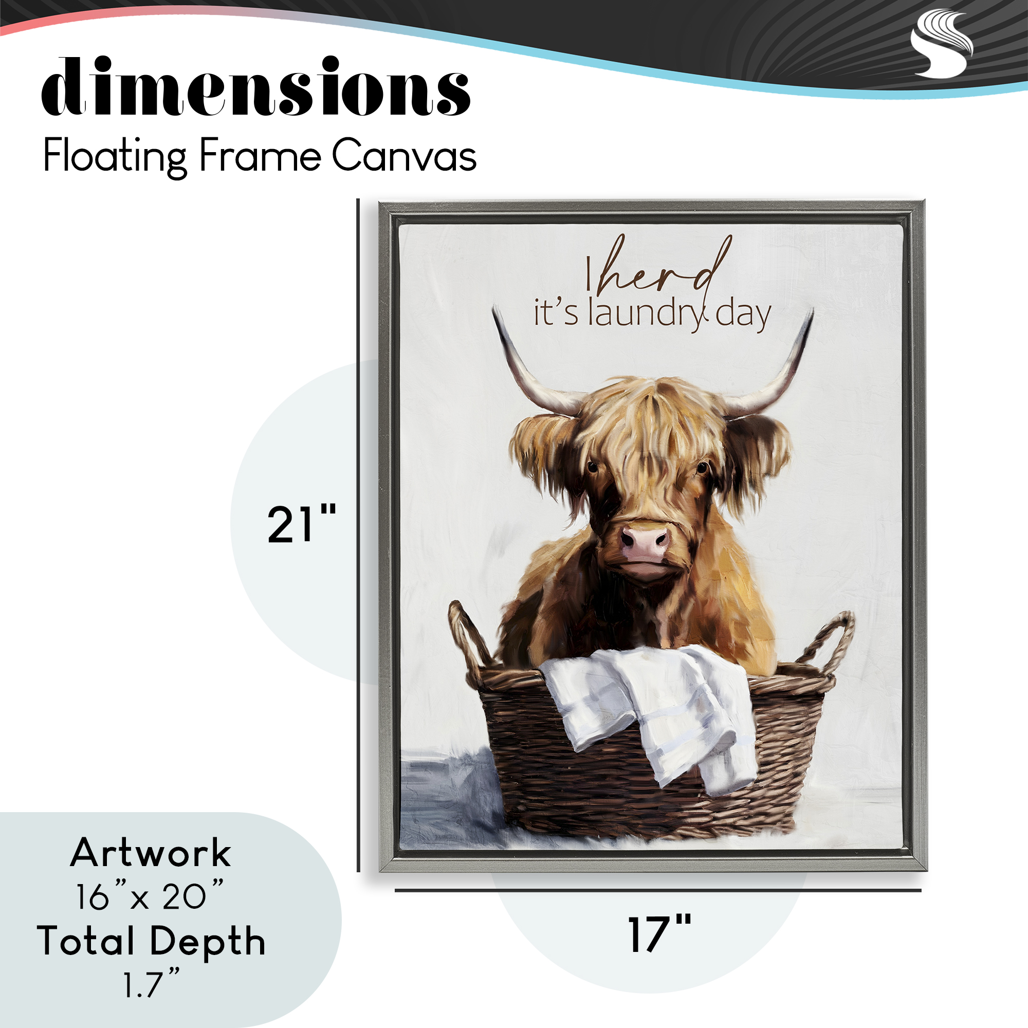 Herd It's Laundry Day Gray Framed Floater Canvas Wall Art, design by Kim Allen