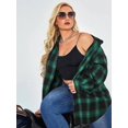 thumbnail image 4 of Zeagoo Womens Plus Size Flannel Plaid Shirt Roll Up Long Sleeve Mid-Long Button Down Shirts Casual Boyfriend Tops, 4 of 6