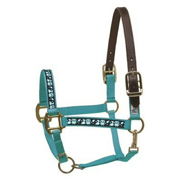 Perri's Ribbon Safety Halter (Horse, Turquoise/Owls)