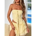 thumbnail image 2 of JYYYBF Women Irregular Tube Tops Summer Lace Patchwork Strapless Cropped Bandeau Backless Shirts for Streetwear, 2 of 9