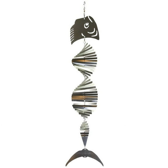 In the Breeze 7063 — Fish Shimmer Helix Hanging Wind Spinner, Stainless Steel, Dorado/Mahi-Mahi