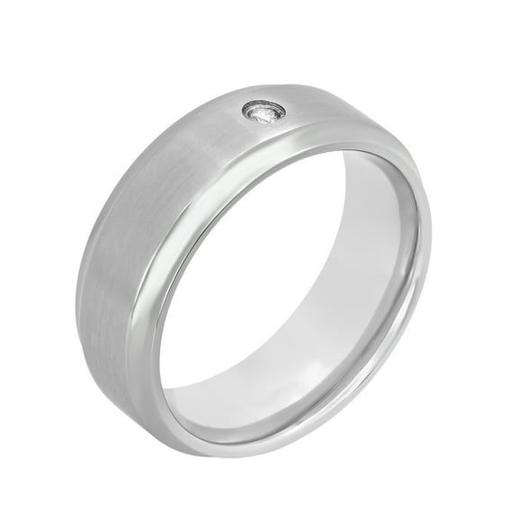 Men's Titanium 8MM Diamond Accent Wedding Band - Mens Ring
