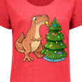 thumbnail image 4 of Inktastic Tyrannosaurus Rex Decorating Christmas Tree Women's Plus Size T-Shirt, 4 of 5