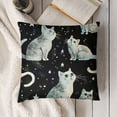 thumbnail image 3 of SHANXI Halloween Pillowcase Halloween Pillow Cover White Cat Design Faux linen, Black Pillow,Halloween decorations for Home,Living room,bed room Fall Pillow Cover Square 18x18in, 3 of 5