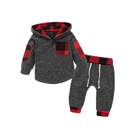 

JustVH Toddler Newborn Baby Boys Outfit Long Sleeve Hoodie Tops Pants Clothes 2pc Set 3-6 Months