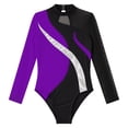 thumbnail image 3 of Alvivi Kids Girls Long Sleeve Mesh Splice Gymnastic Ballet Dance Leotard Bodysuit Sports Activewear Purple 6, 3 of 5