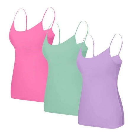 Clearance!Uooqdmx Tank Top with Built in Bra for Women  Cotton Tank Top Women  Spaghetti Strap Tops for Women  2025 Yoga Gym Sleeveless Plus Size Underwear  Basic Tops (3pc)  Mint Green 1 3XL