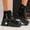 Black, variant on Heisall Womens Boots Chunky Sole Ankle Boots Multi-Color Casual Chain Decor Streetwear Motorcycle Style
