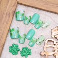 thumbnail image 3 of Set de uñas postizas acrílicas Sutaozhi de 30 piezas, verde trébol, estilo coffin, 3 of 9