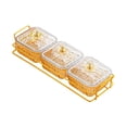 thumbnail image 3 of Recipiente para servir nueces de , tazones para servir refrigerios divididos, multiusos, bandeja de frutas secas con tapa para refrigerios, 3 cuadrícula de oro, 3 of 8