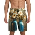 thumbnail image 1 of Balery Rustic Daisy Mason Jars Pantalones cortos de pijama de punto de algodón para hombre con cinturilla y bolsillos-X-Large, 1 of 6