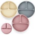 thumbnail image 2 of Toddler Plates - 100% Food-Grade Silicone Baby Plates - Microwave & Dishwasher Safe - BPA Free - Set of 3, 2 of 8