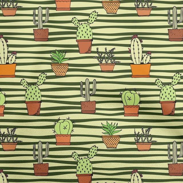 oneOone Georgette Viscose Dark Green Fabric Cactus Sewing Craft Projects Fabric Prints By Yard 42 Inch Wide