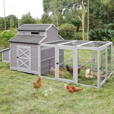 BUTINGLALE Chicken Coop 115in Large Chicken House with Run Poultry Cage with Nesting Boxes, 8-10 Chickens