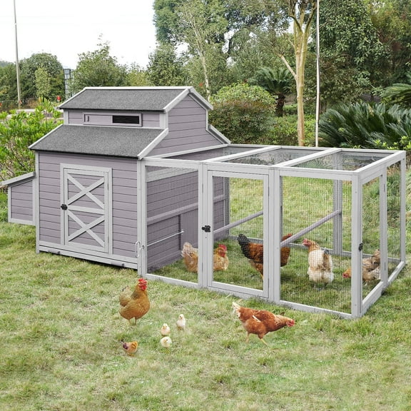 BUTINGLALE Chicken Coop 115in Large Chicken House with Run Poultry Cage with Nesting Boxes, 8-10 Chickens