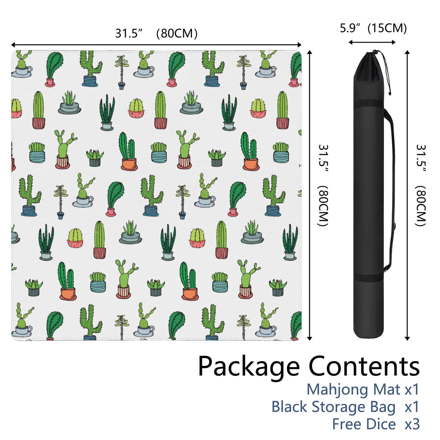 Square Plants Pattern Game Pad 31.5x31.5 Inches Constructed from Premium Rubber with Anti-Slip Grip Surface and Noise Dampening Features for Tiles Games