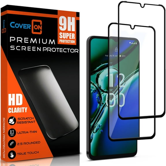 CoverON For TCL 20 XE Case and Screen Protector Tempered Glass, Credit Card Slot holder KickStand Ring Rugged Phone Cover, Blue