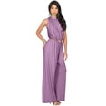 thumbnail image 4 of KOH KOH Long Pants Jumpsuit Formal One Piece Cocktail Evening Fall Dressy Pantsuit Romper Workwear Casual Outfit Tall Sleeveless Playsuit For Women Plum Light Purple XX-Large US 18-20 NT202, 4 of 6