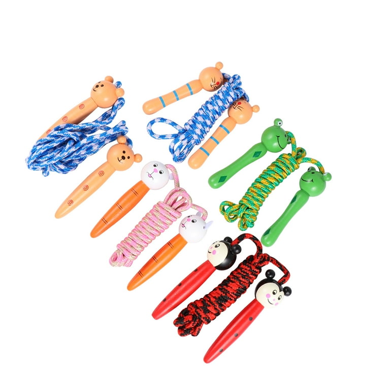 Nadi 1 Bag 5Pcs Wooden Handle Skipping Rope Children Skipping Rope Cartoon Jump Skip Rope Jumping Ropes Exercise Equipment for Kids Kitty Frog Little Man Little Bear Rabbit Walmart