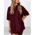 thumbnail image 4 of Set de salón Outfit PRETTYGARDEN de 2 piezas para mujer 2025, color rojo vino, 4 of 6