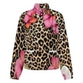 thumbnail image 5 of Jackets for Women Winter Coat Jackets Flannel Stand Collar Jacket(Leopard Print Hibiscus Coconut Tropical,Size:S-4XL), 5 of 7