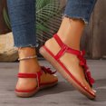 thumbnail image 4 of Dakaela Sandals for Women Flat Dressy Summer Flower Sandal with Ankle Strap Arch Support Comfortable Casual Walking Flats Shoes (7,Red), 4 of 8