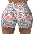 thumbnail image 2 of Rateoe Flower Leaves Printed Power Workout Shorts for Women Tummy Control Squat Proof Ribbed Thick Seamless Scrunch Active Short-Medium, 2 of 8