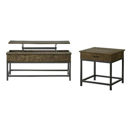 Byers 2-piece Lift Top Coffee and End Table Set Brown Oak