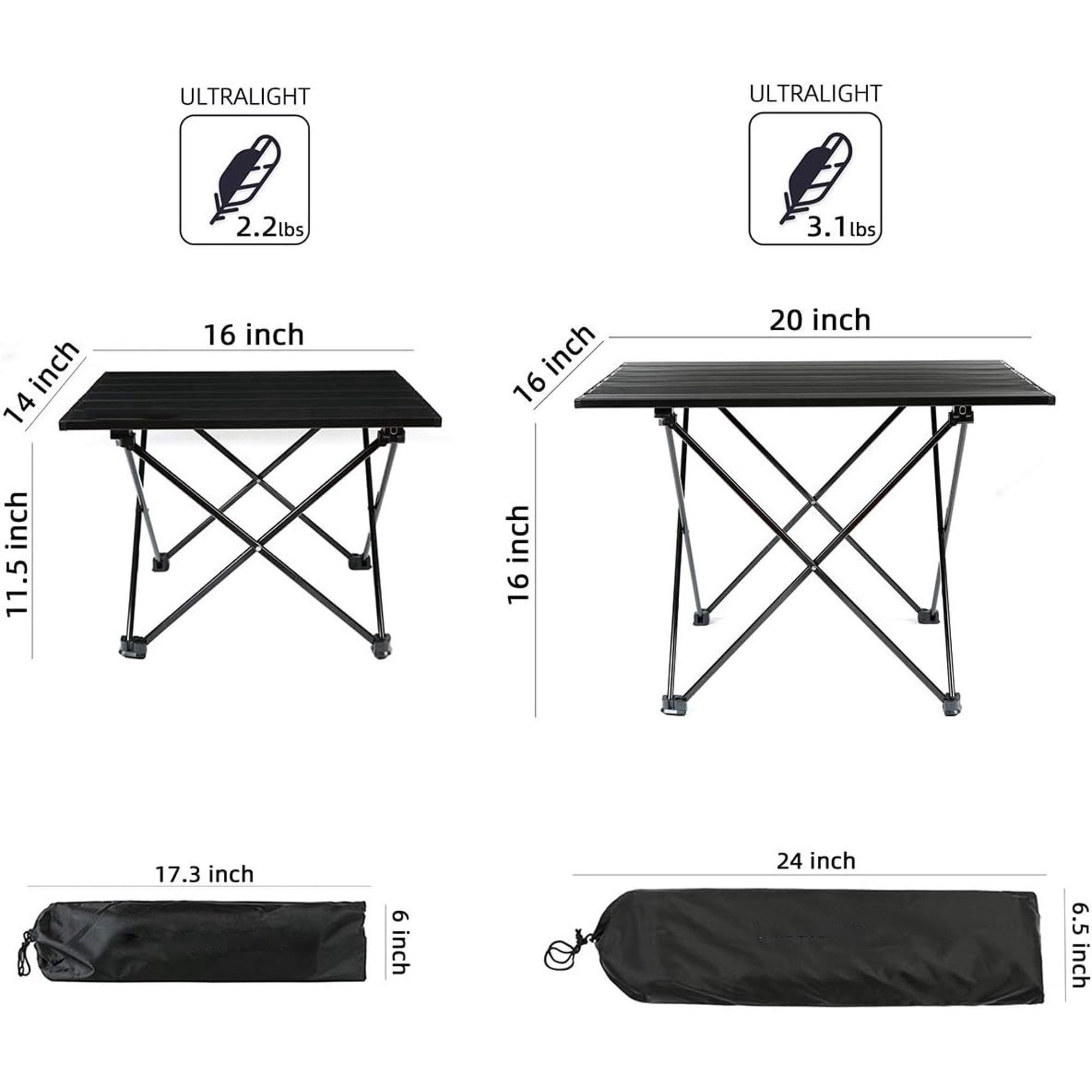 Portable Camping Table Ultralight Aluminum Camp Table Folding Beach Table for Camping Hiking Backpacking Outdoor Picnic, Size M