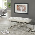 thumbnail image 1 of Imperial Tufted Double Bench With Silver X Base (Beige), 1 of 3