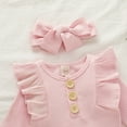 thumbnail image 6 of URMAGIC Newborn Baby Girls Ruffled Romper + Headband Outfits Clothes Set, 6 of 8