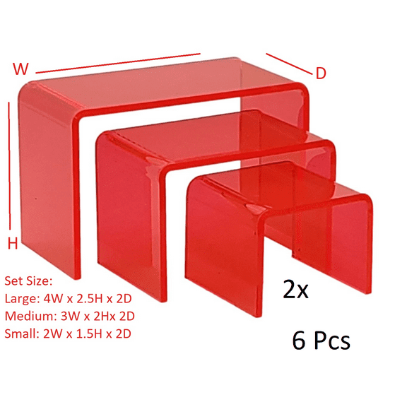 T'z Tagz New Transparent Neon Red Acrylic Display Stand Risers Showcase Easels