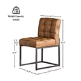thumbnail image 2 of GrandNoor Coffee Faux Leather Dining Chairs Set of 4, Mid-Century Modern Dining Room Chairs with Armless, Checkered Kitchen Chair with Metal Legs, 2 of 9