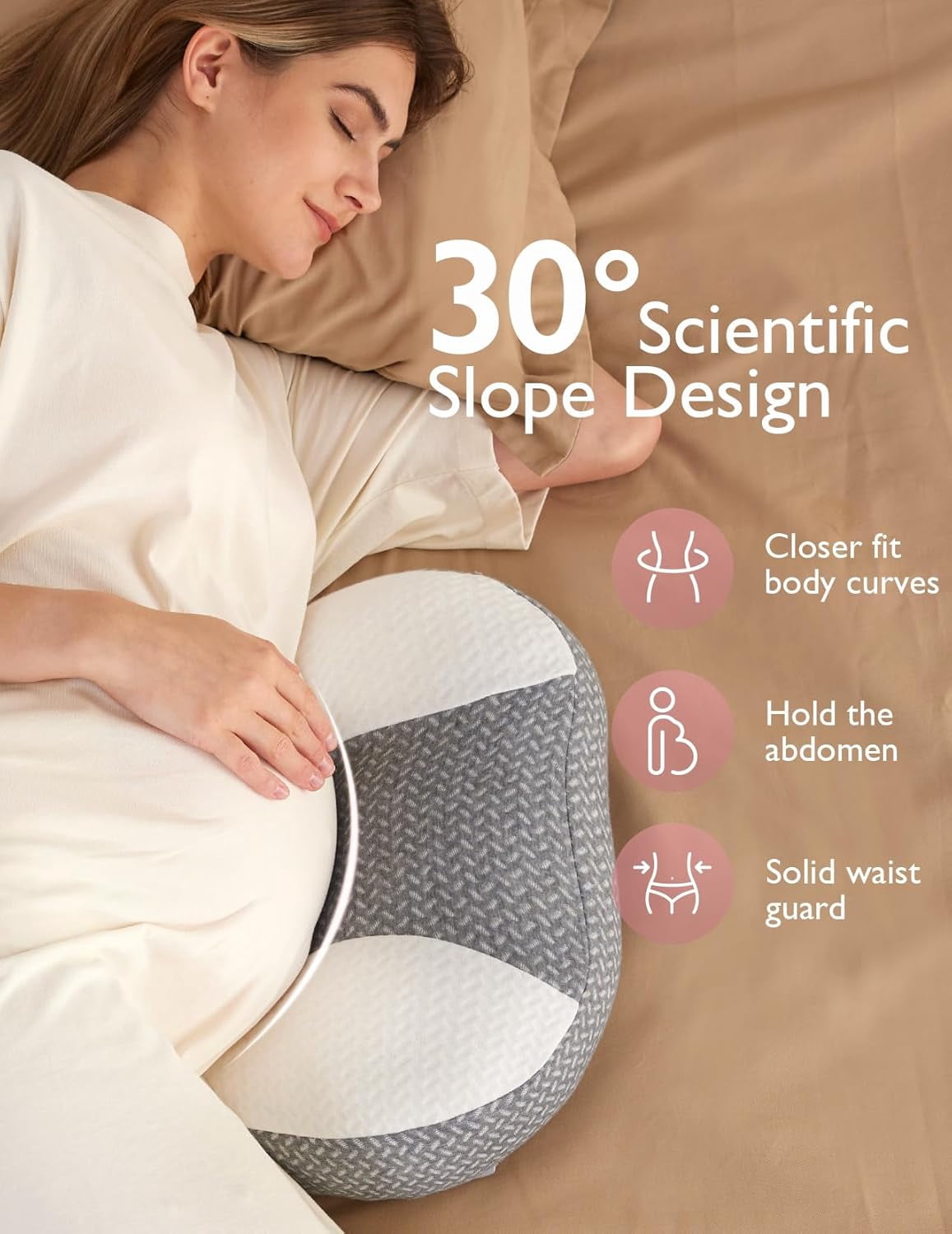 Plus W Shaped Pregnancy Pillow for Sleeping - Adjustable Maternity Pillow for Side Sleepers - Portable Wedge Belly Support -Compact Design for Back Belly and HIPS