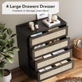 thumbnail image 6 of Studyset 4 Drawer Dresser for Bedroom, Rattan Chest of Dressers, Modern Wood Tall Dresser with Power Outlets, Drawer Organizer Unit with Metal Handle for Living Room Closet Hallway Entryway, 6 of 7