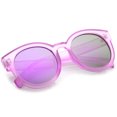 thumbnail image 4 of Women's Translucent Frost Horn Rimmed Mirrored Flat Lens Round Sunglasses 54mm (Purple / Purple Mirror), 4 of 4