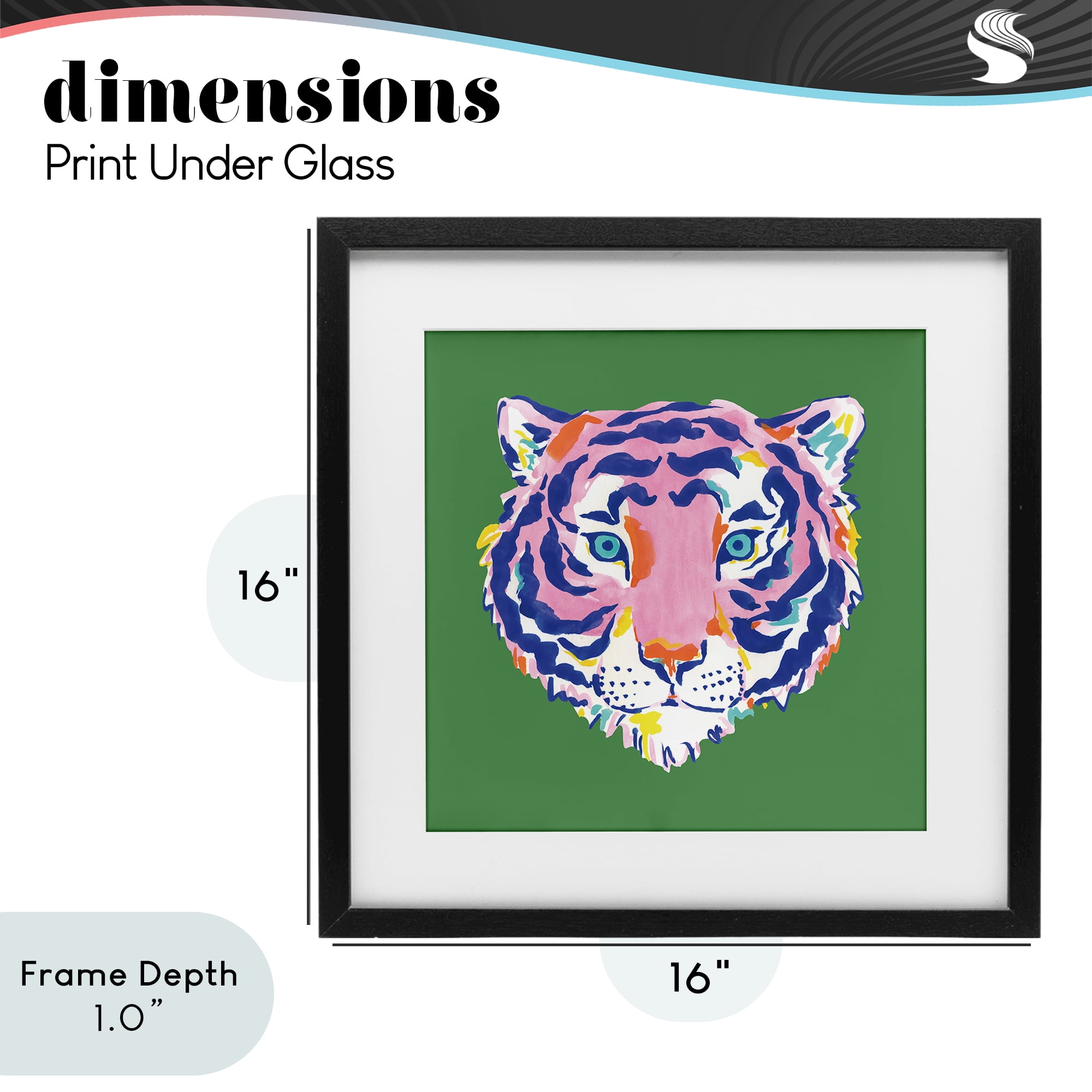 Stupell Industries Exotic Boho Tiger Face Black Framed Print Under Glass, design by Karolina Sato