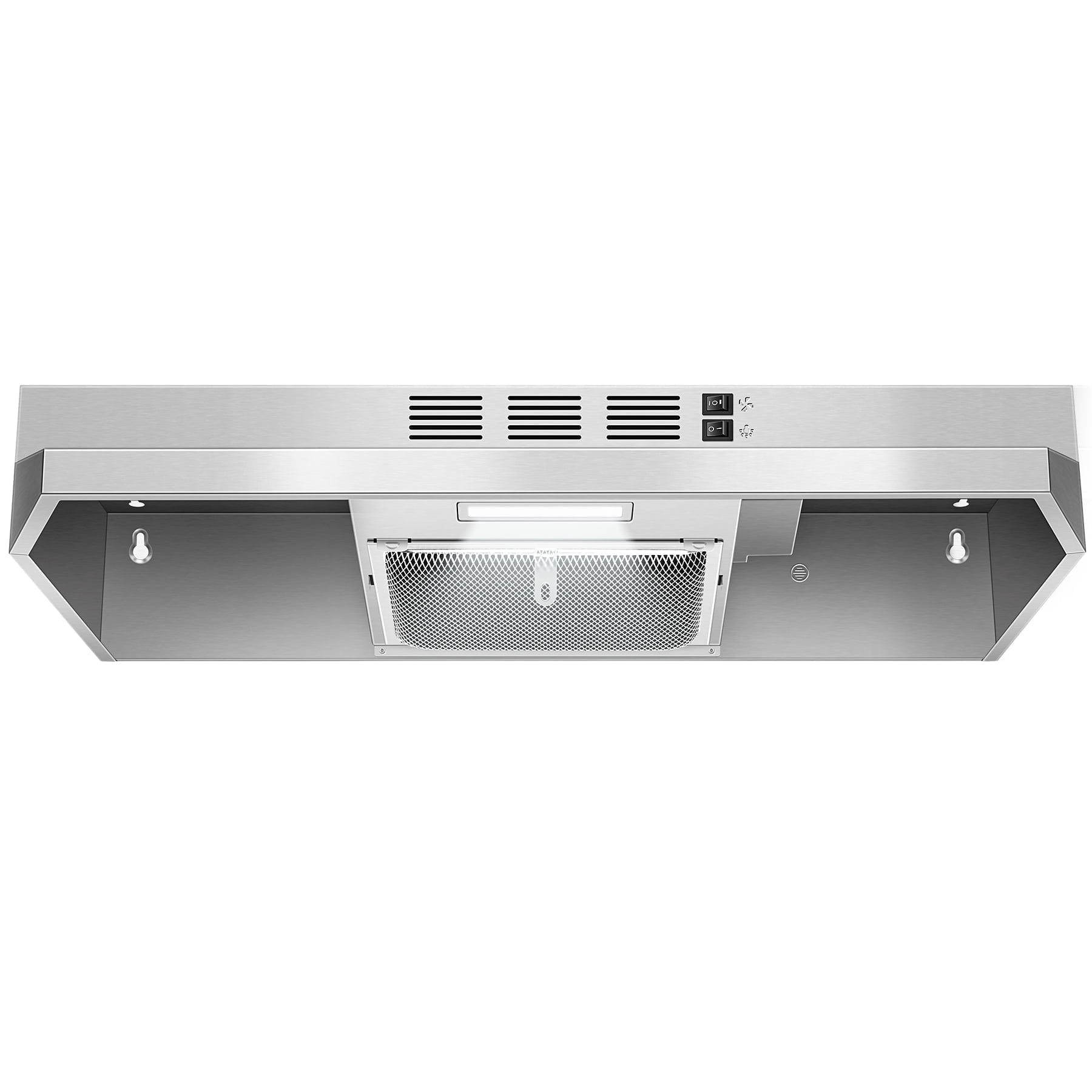 Joeaonz 24-Inch Ductless Under Cabinet Range Hood with LED Light, Stainless Steel, Rear Exhaust, 2-Speed, Dishwasher-Safe Filter