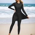 thumbnail image 2 of HNMKIU Swimsuits for Women Two Piece Full Coverage with UPF 50+ Sun Protection Long Sleeve Top and Swim Pants Women's Swimwear Black,L, 2 of 4