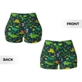 thumbnail image 5 of Fotbe Dinosaurs and Tropical Leaves and Flowers Seamless Shorts, Womens Workout Shorts High Waist Stretch Booty Short for Gym/Yoga/Running/Biking-Small, 5 of 9