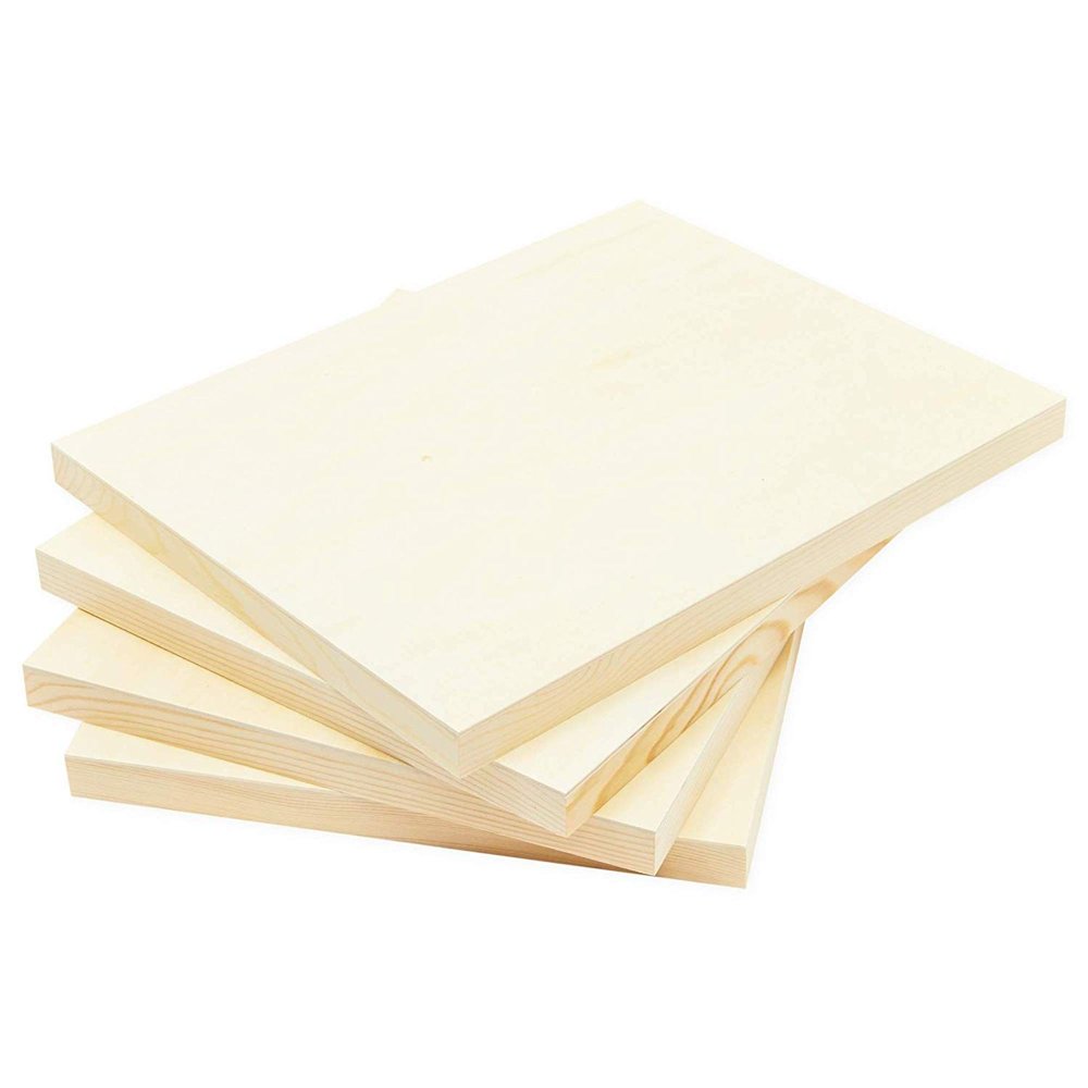 4 Pack 11"x14" Unfinished Square Wood Paint Pouring Panel Boards, Wood