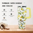 thumbnail image 3 of 40 oz Lemon Print Stainless Steel Tumbler with lid and Straw,Yellow Lemon CoffeeTravel Mug Cup Water Botter, Lemon Gifts for Lemon Lovers, 3 of 6