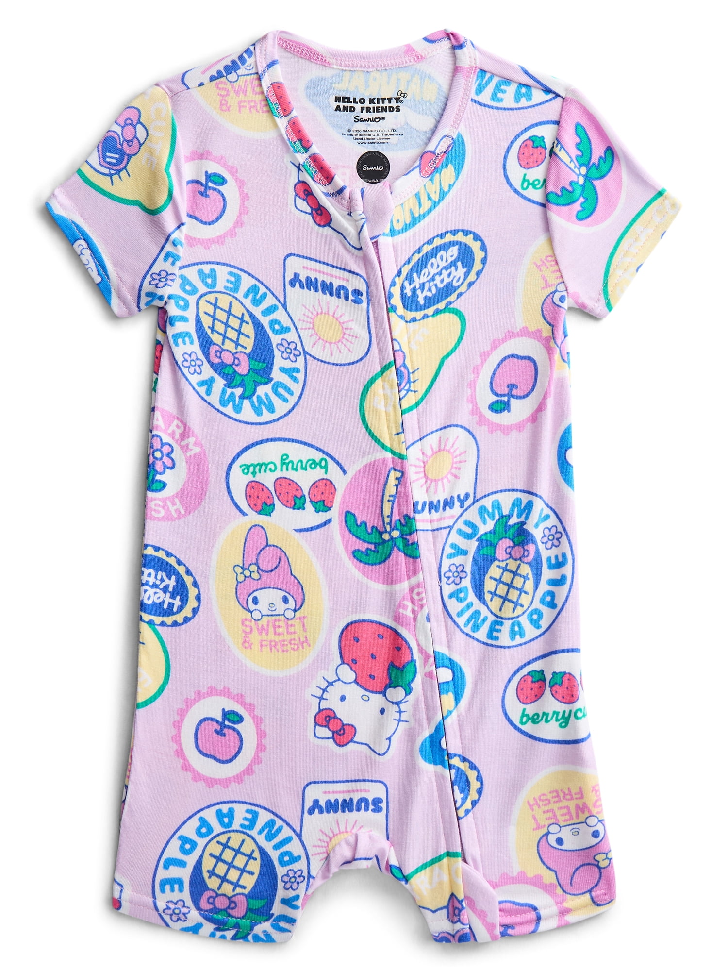 Hello Kitty Baby Girls Printed Viscose Romper Shortie, Sizes NB-24M