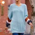 thumbnail image 3 of Vedolay Sweaters for Women Trendy Women's Lightweight Long Sleeve Crew Neck Striped Casual Knitted Pullover Tops,Blue S, 3 of 4