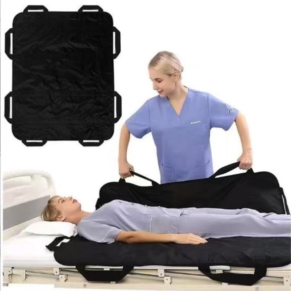 SJH Multipurpose Positioning Bed Pad Turning, Lifting & Repositioning,Multipurpose 48" x 40" Positioning Bed Pad with Reinforced Handles,Reusable & Washable Transfer Sheet,Black