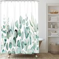 thumbnail image 3 of Sage Green Eucalyptus Shower Curtain, Watercolor Plant Leaf Shower Curtain Set, Botanical Shower Curtains for Bathroom, Waterproof Fabric with 12 Hooks, 72 x 72 Inches, 3 of 6