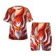 thumbnail image 1 of Fotbe Red Sun Flame Fox Pijama Estampada de 2 Piezas para Niños – Ropa de Dormir de Manga Corta Cómoda para Niños y Niñas, Camiseta y Shorts de Algodón-Small, 1 of 6